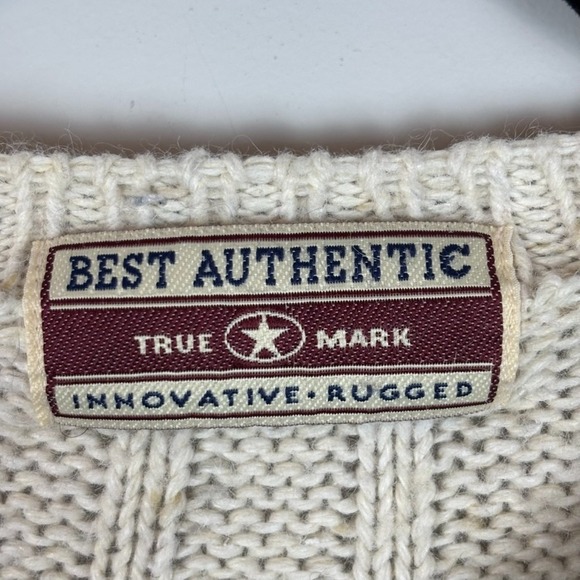 VTG True Mark‎ Womens Beige Cable Knit Fishermans Cotton Wool Sweater Large 90's - Picture 4 of 10